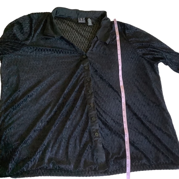 3X Sheer I.N.C. International Concepts Long Sleeve Shirt Black  Button-Up - Picture 3 of 9